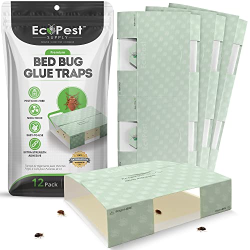 Bettwanzen Klebefallen (12er Pack) | Klebrige Schädlingsbekämpfungsfalle und Bettwanzenvernichter | Selbstklebende kriechende Insektenfänger, Falle, und Detektor zur Behandlung von Bettwanzen Grün
